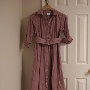 Crown & Ivy Red Striped Long Sleeve Dress